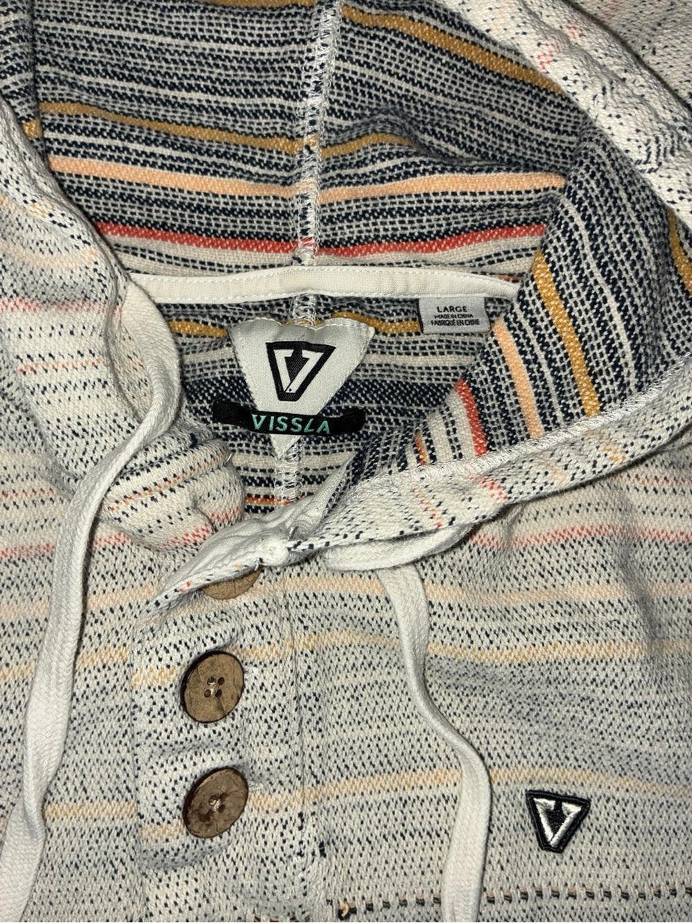 EUC Vissla Baja Hoodie Boys Large Beach Surf Pullover Stripe Sweatshirt - Picture 2 of 9